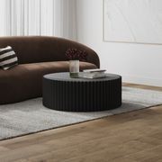 Kaei 90cm Round Fluted Coffee Table | Black gallery detail image