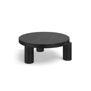 Nomad 90cm Round Solid Oak Coffee Table | Black gallery detail image