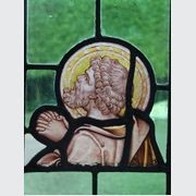 Antique Religious Stained Glass Panel of A Saint gallery detail image