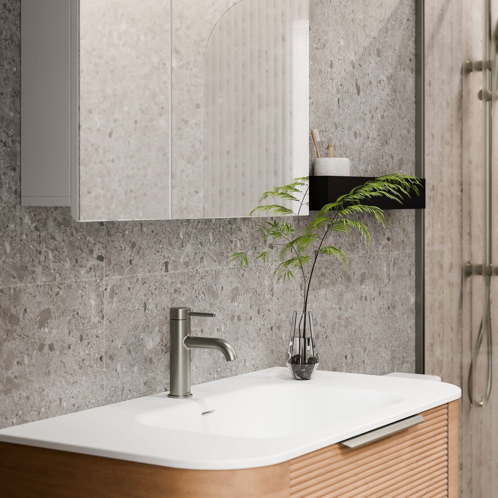 Luxe 750mm Mirror Cabinet With Demister | 2 Door gallery detail image