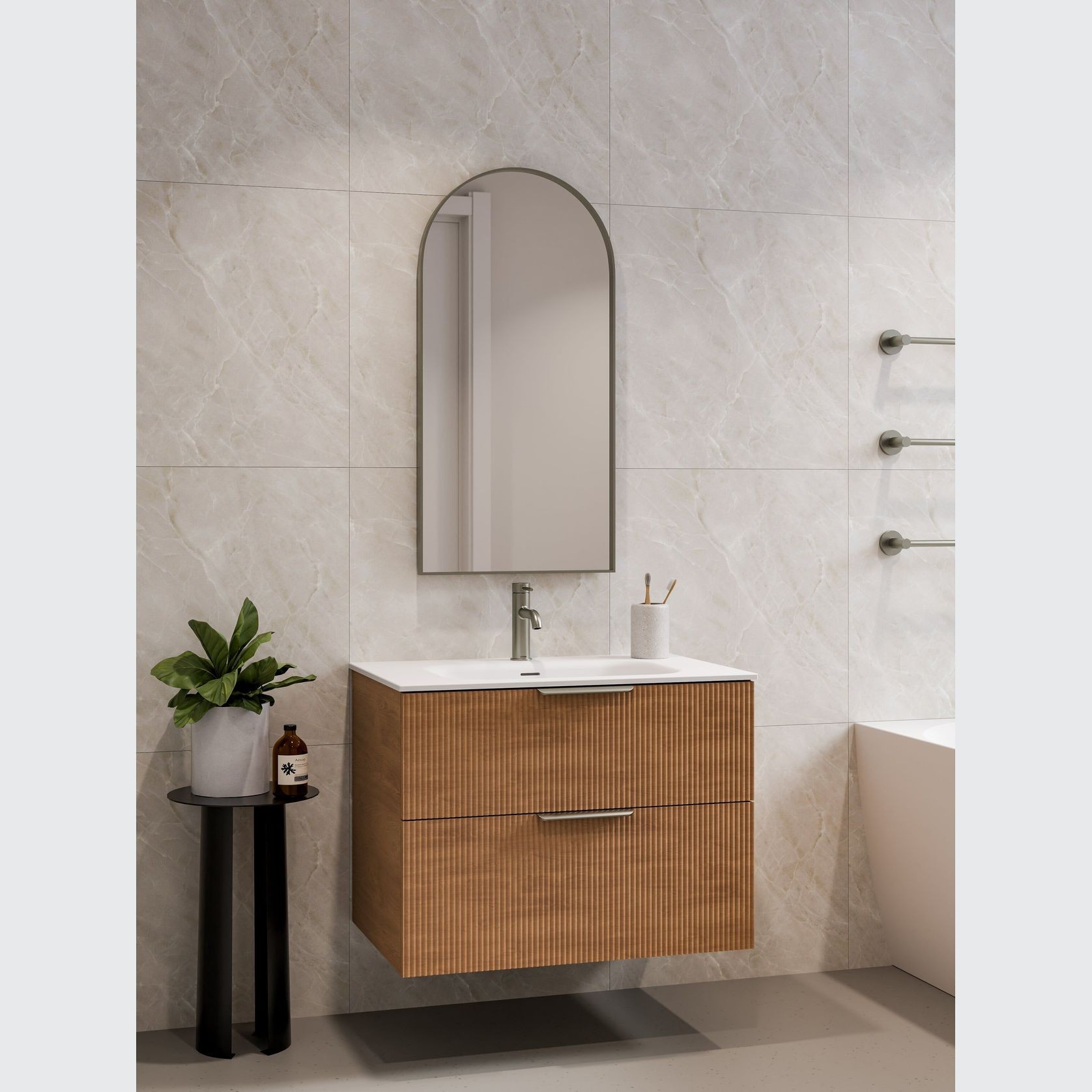 LINEARE 750 DOUBLE DRAWER VANITY | PILLAR DRAWER FRONT gallery detail image
