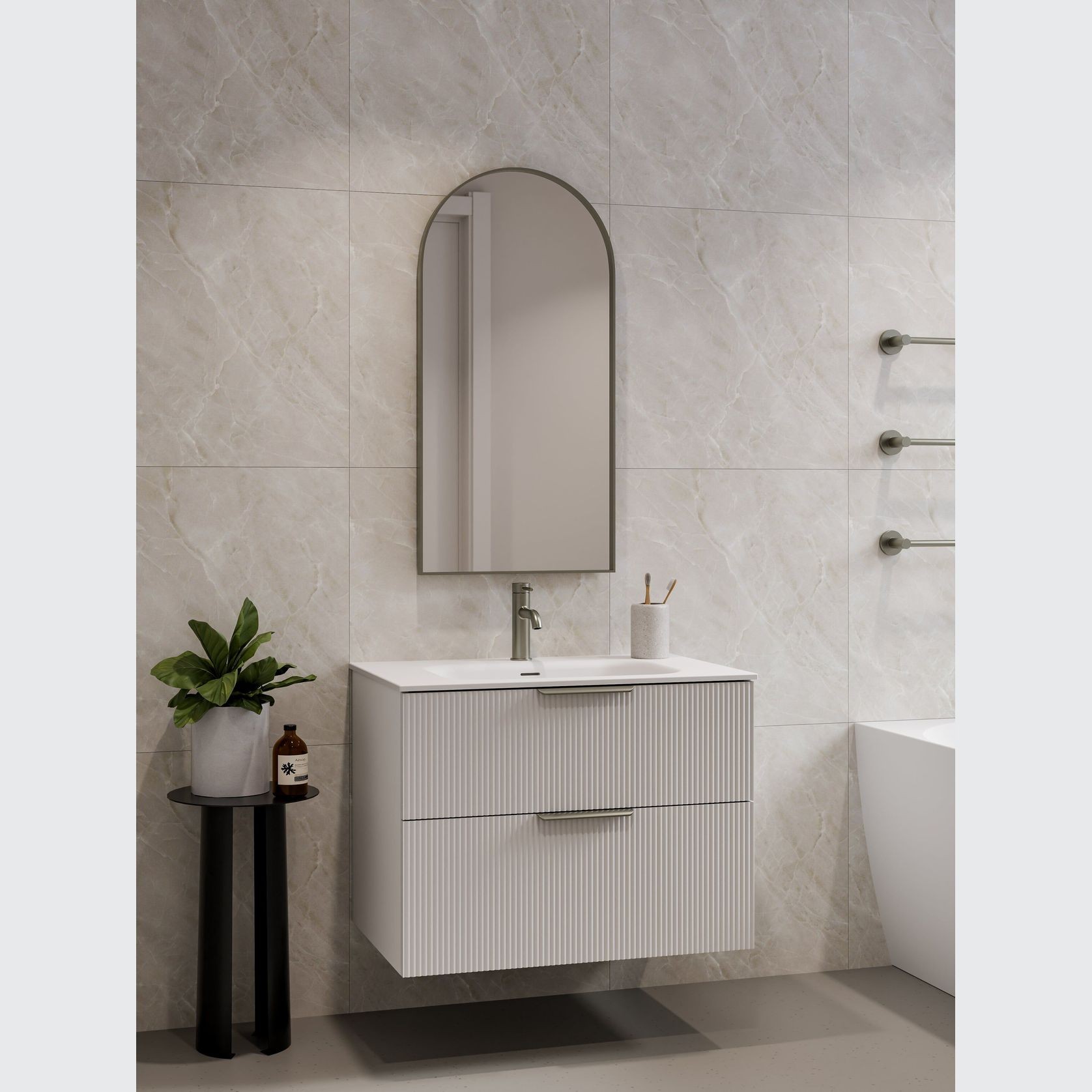 LINEARE 750 DOUBLE DRAWER VANITY | PILLAR DRAWER FRONT gallery detail image