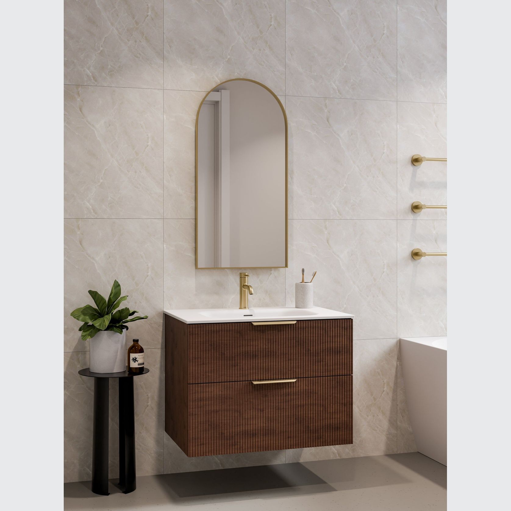LINEARE 750 DOUBLE DRAWER VANITY | PILLAR DRAWER FRONT gallery detail image