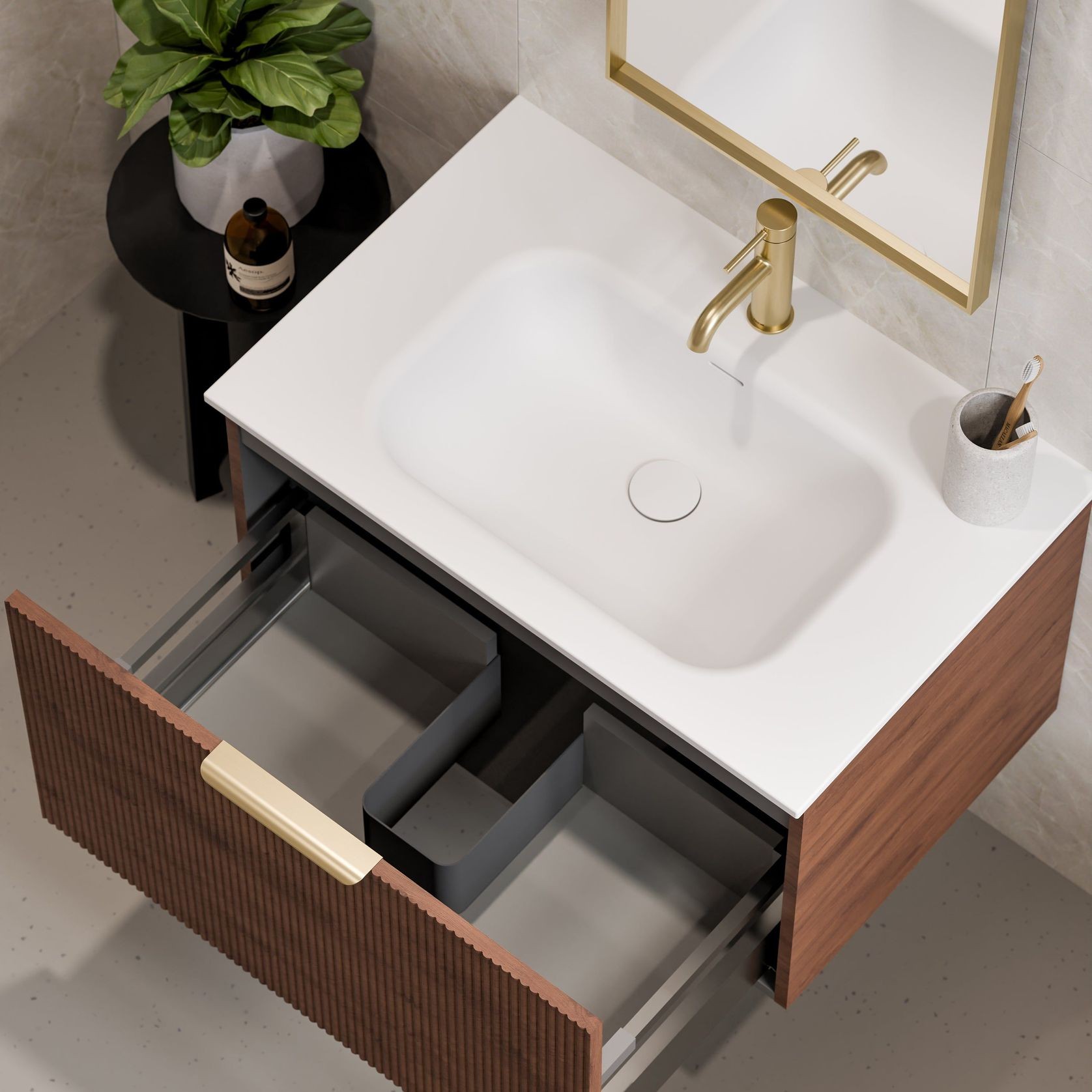 Lineare 750 Pillar Single Drawer Vanity gallery detail image