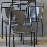 Set of 4 French Industrial Steel Chairs gallery detail image