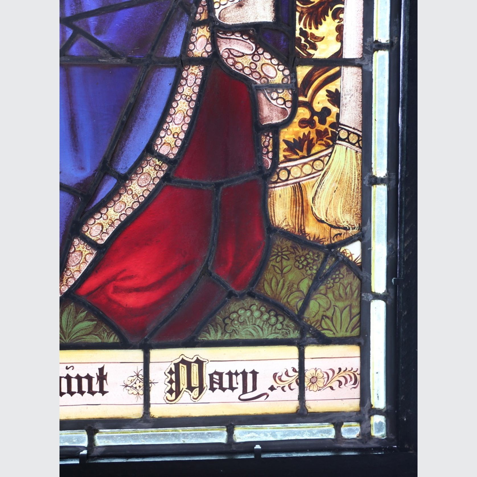 Antique Stained Glass Panel Of the Virgin Mary gallery detail image