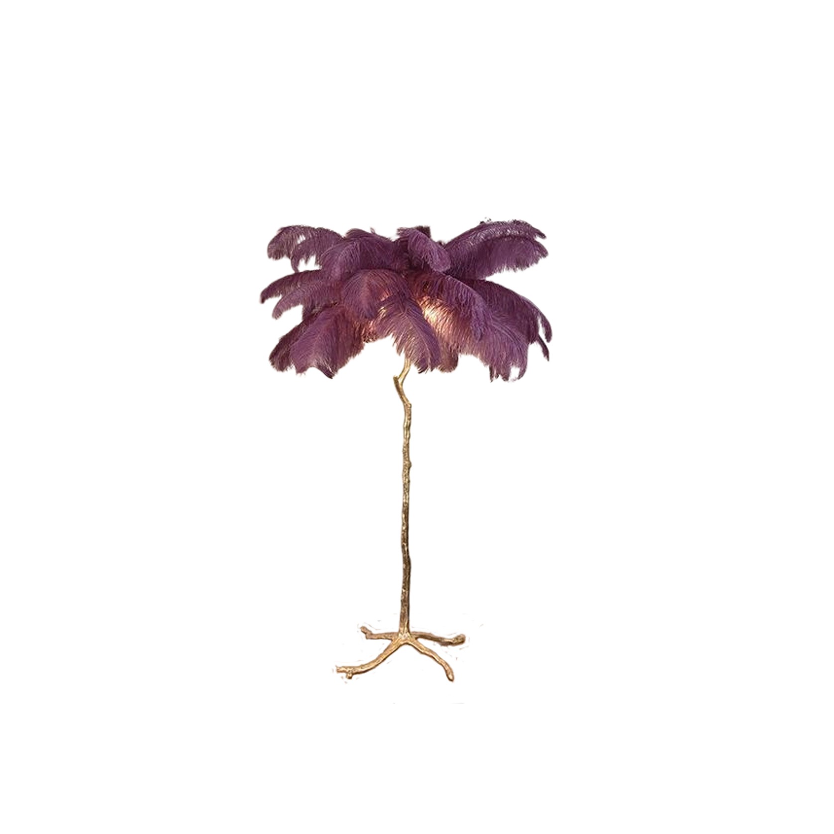 Ostro Genuine Ostrich Feather Brass Floor Lamp gallery detail image