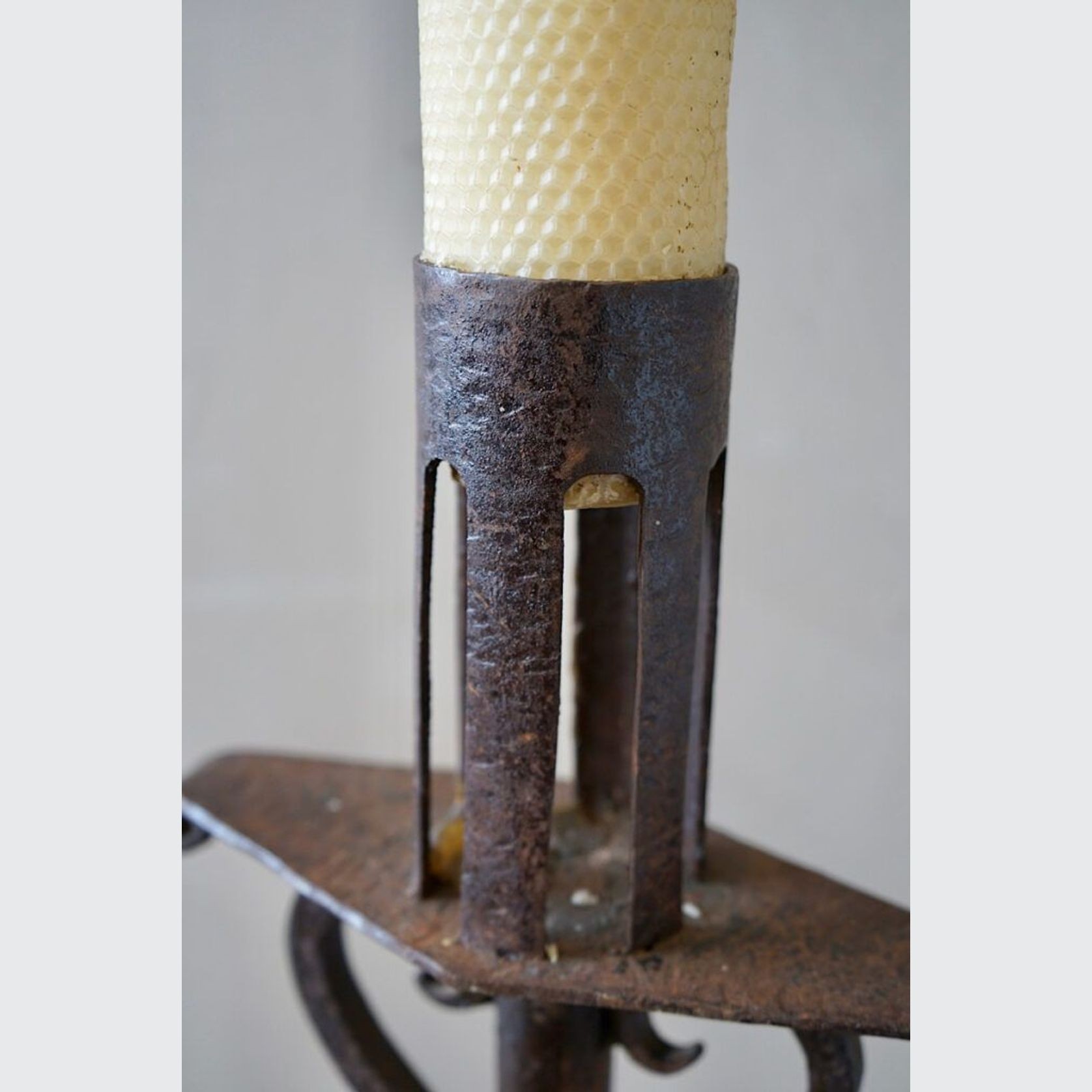 Large French Wrought-Iron Candlestick gallery detail image