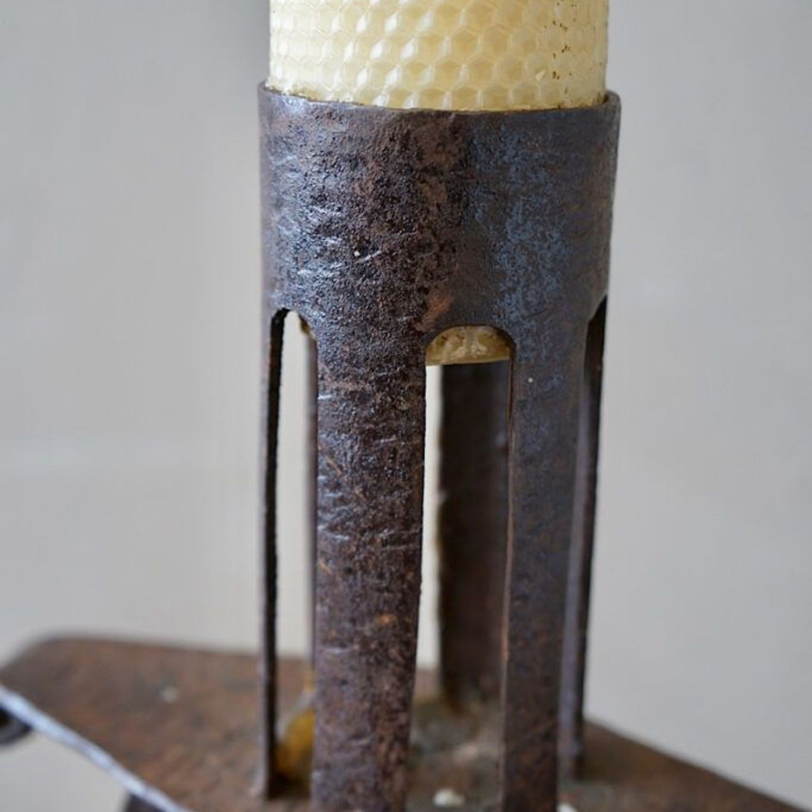 Large French Wrought-Iron Candlestick gallery detail image