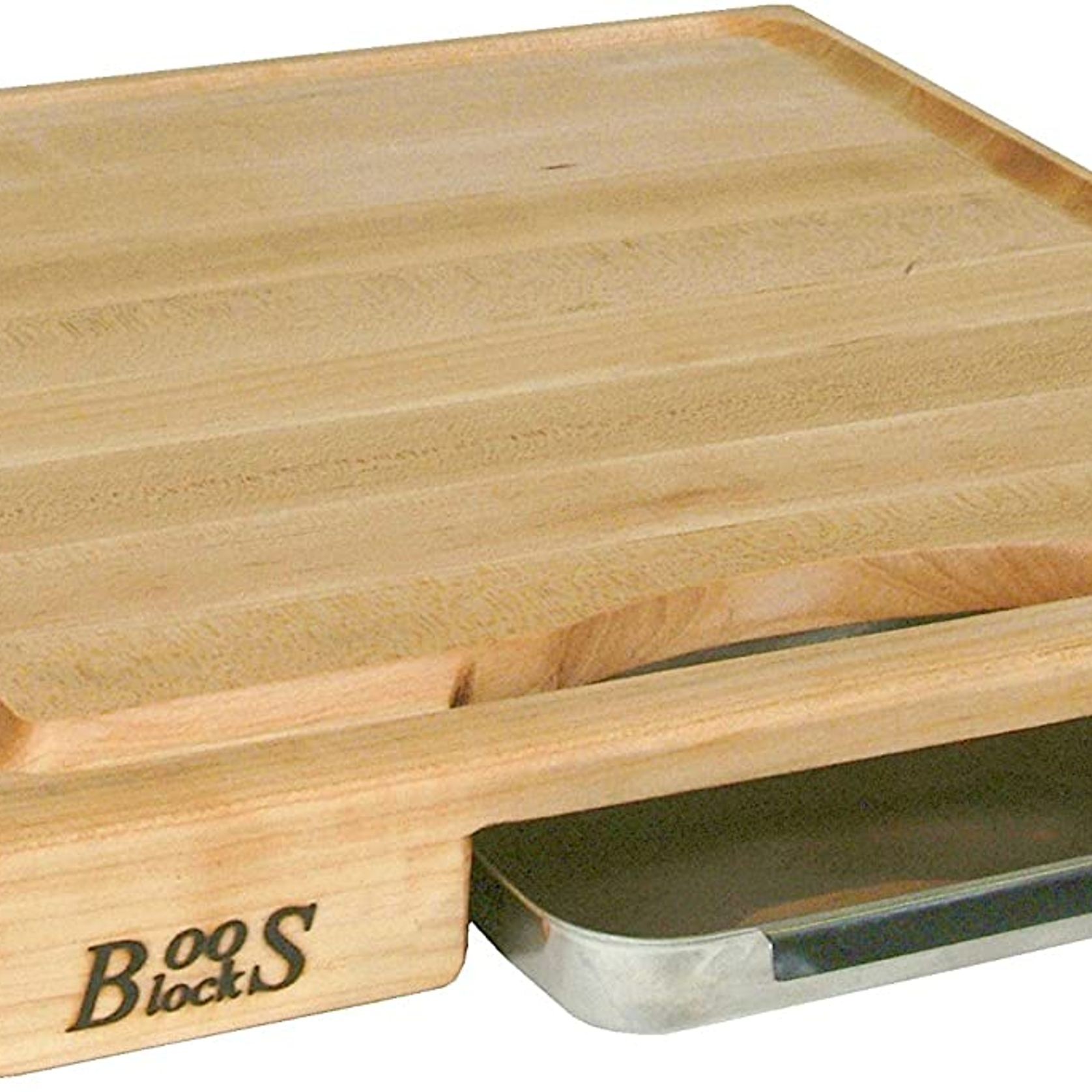 Boos Block Newton Prep Master Maple Wood Reversible Cutting Board with Juice Groove & Pan - 45cm x 45cm x 6cm gallery detail image