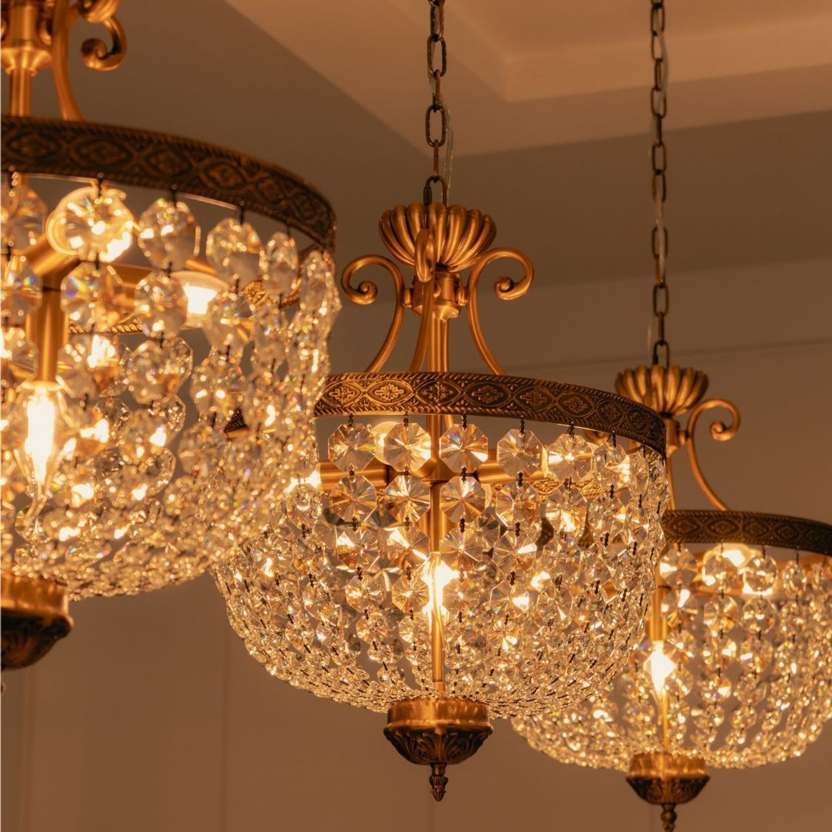 Florence Basket Chandelier - Solid Brass Finish- W:50cm gallery detail image