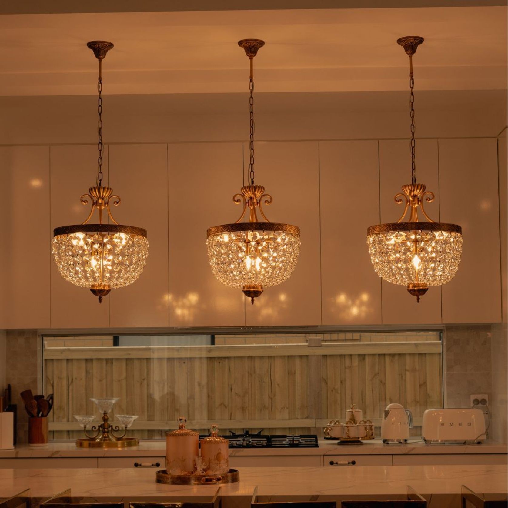 Florence Basket Chandelier - Solid Brass Finish- W:50cm gallery detail image