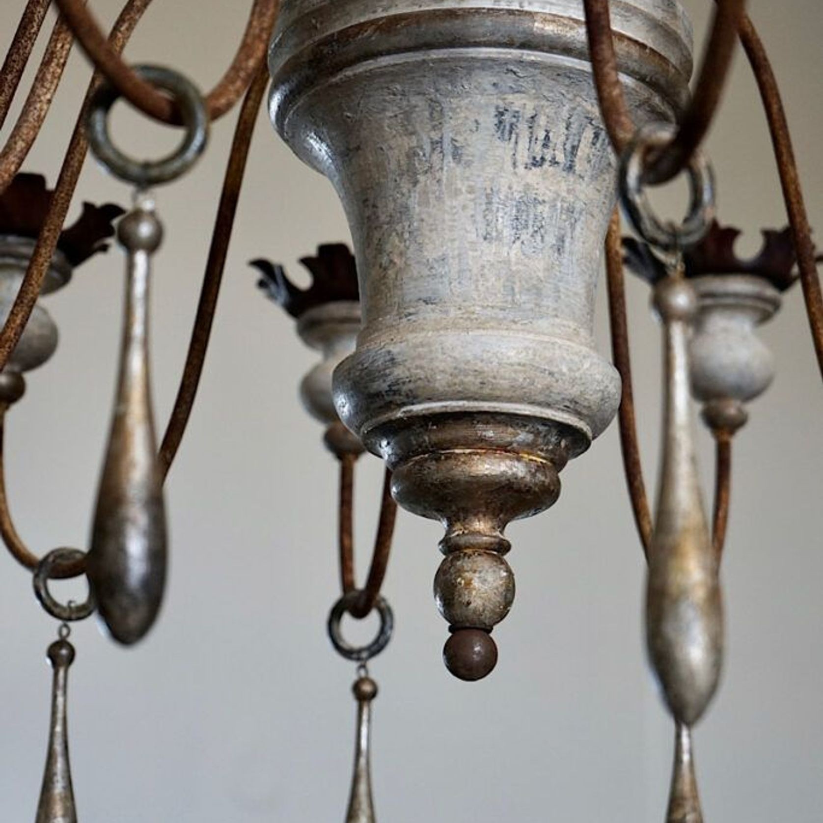 Italian Painted Wood & Iron Chandelier gallery detail image
