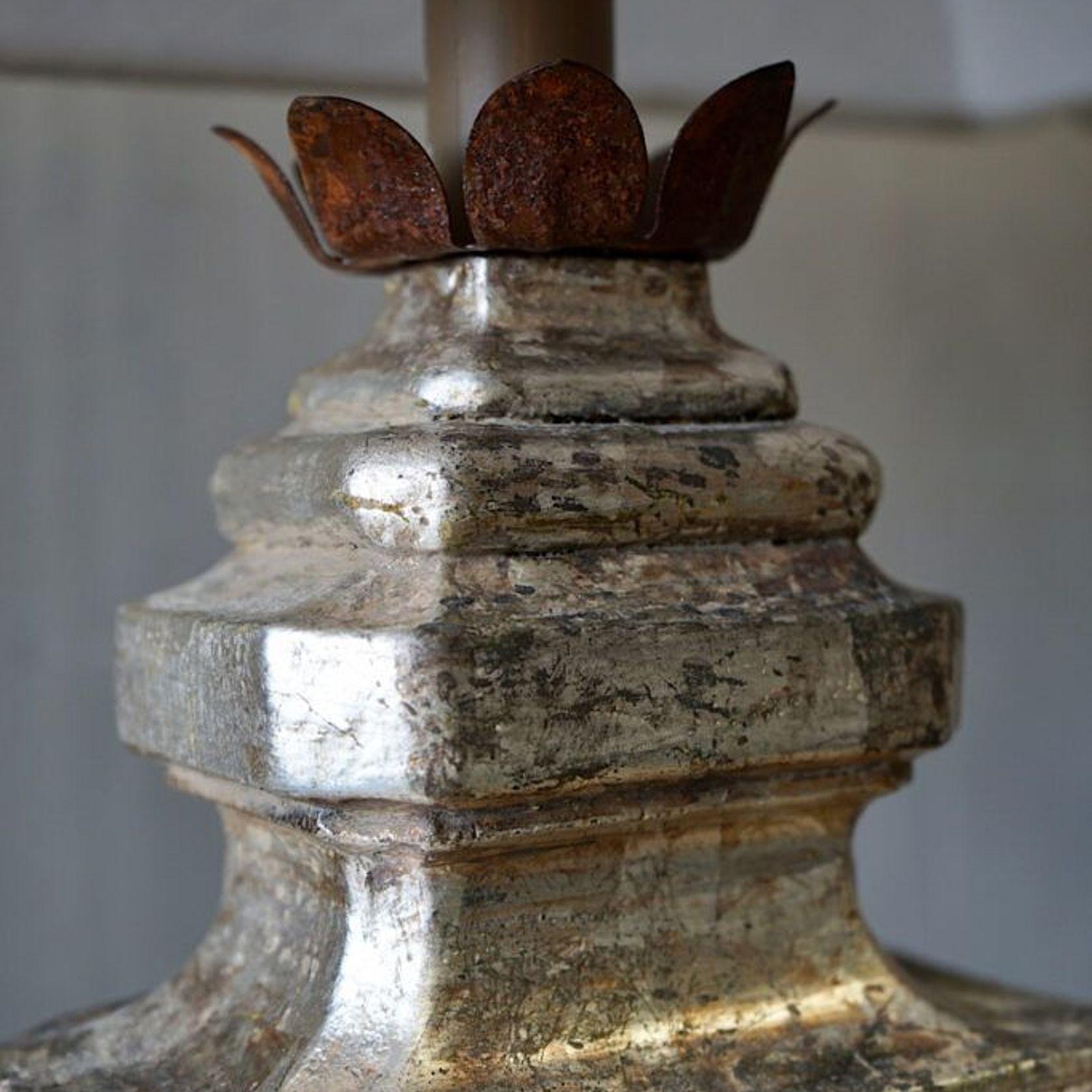 Large Italian Carved & Silvered Lamp gallery detail image