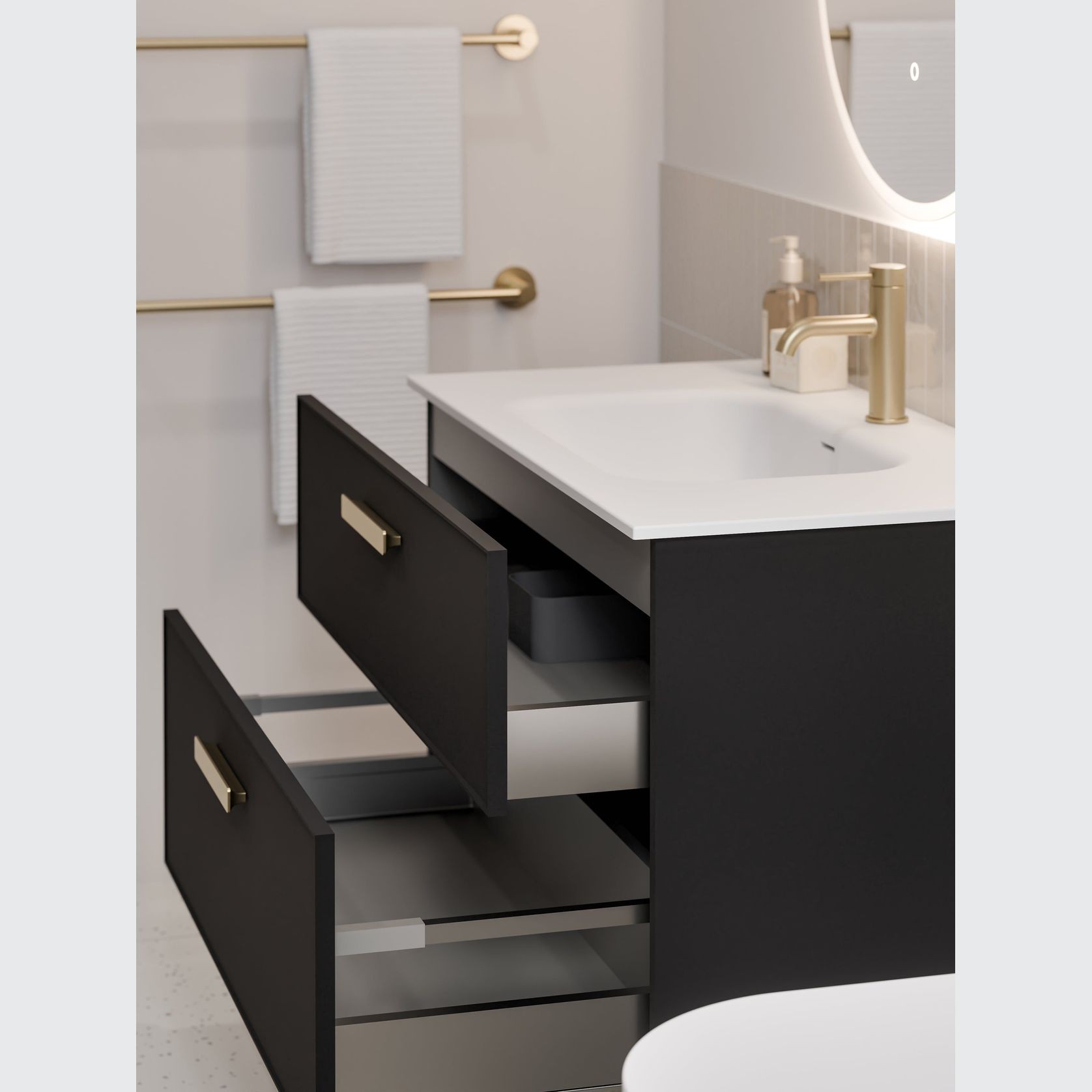 LINEARE 900 DOUBLE DRAWER VANITY | AXEL DRAWER FRONT gallery detail image