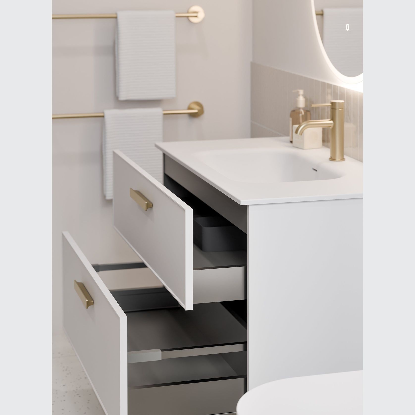 LINEARE 900 DOUBLE DRAWER VANITY | AXEL DRAWER FRONT gallery detail image