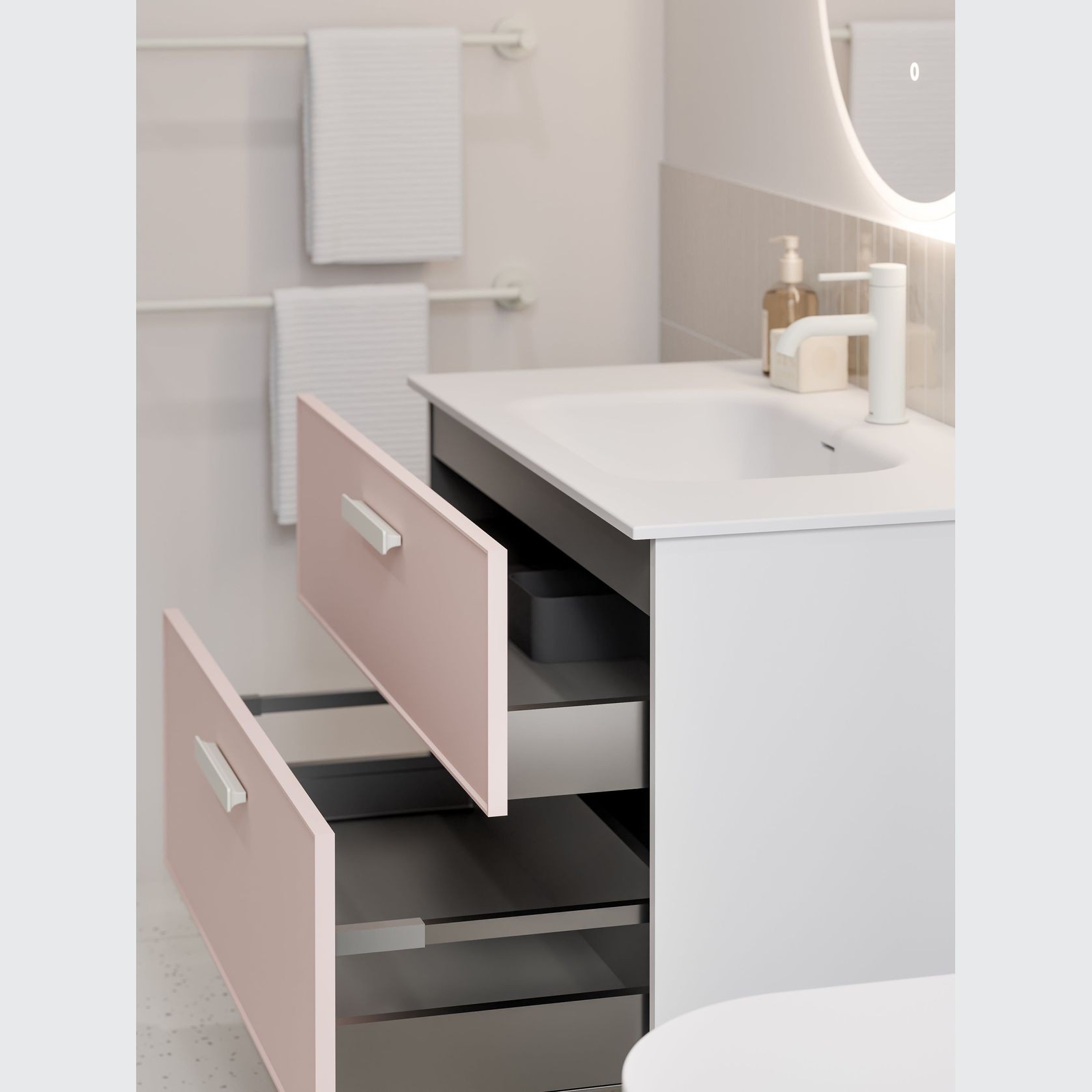 LINEARE 900 DOUBLE DRAWER VANITY | AXEL DRAWER FRONT gallery detail image