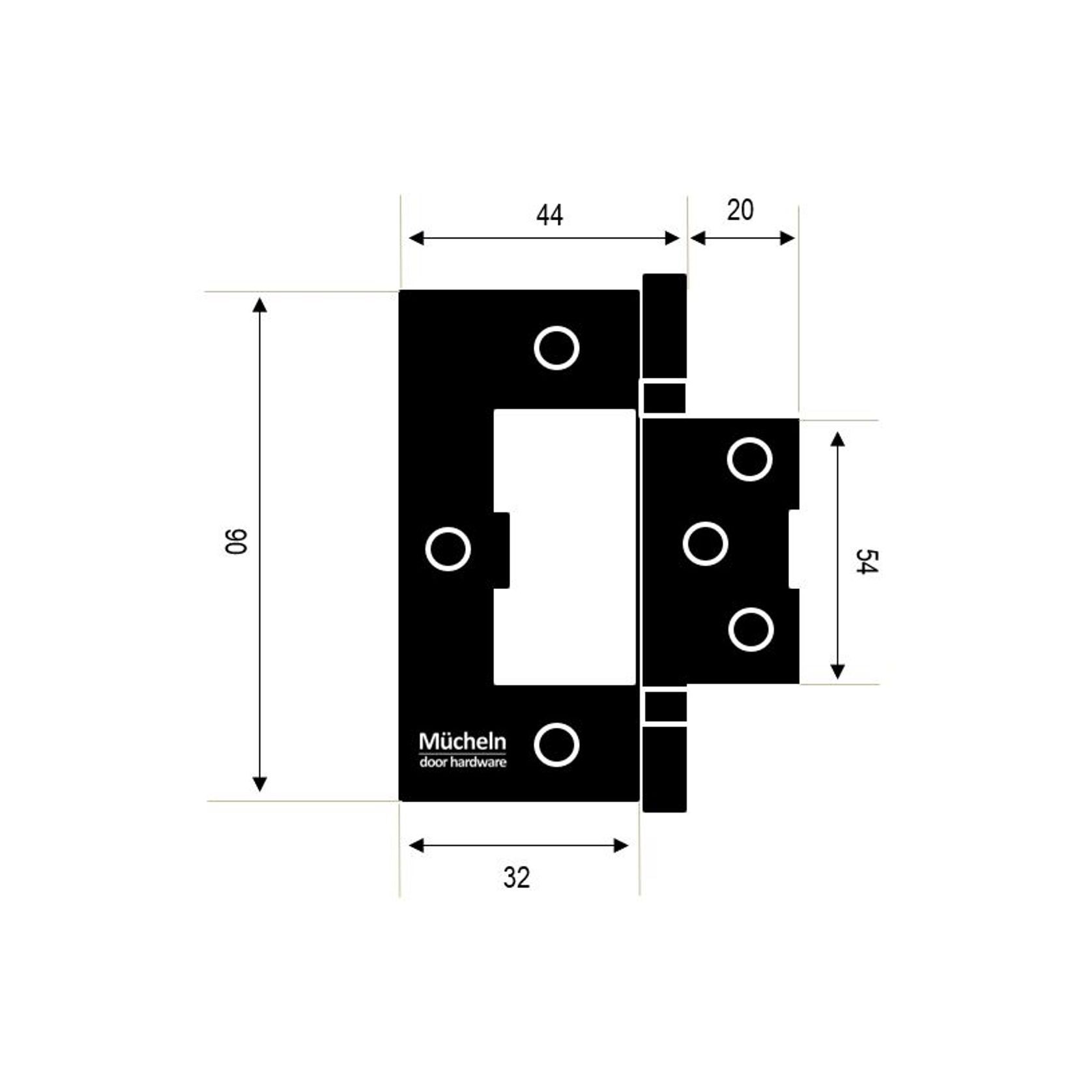 Matte Black Door Hinge 90 x65mm (2 Hinges) HIRLINE gallery detail image