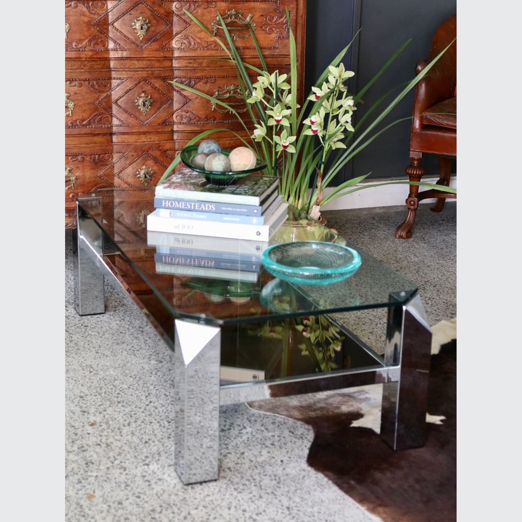 Belgo Chrom Two Tiered Chromed Steel Coffee Table gallery detail image