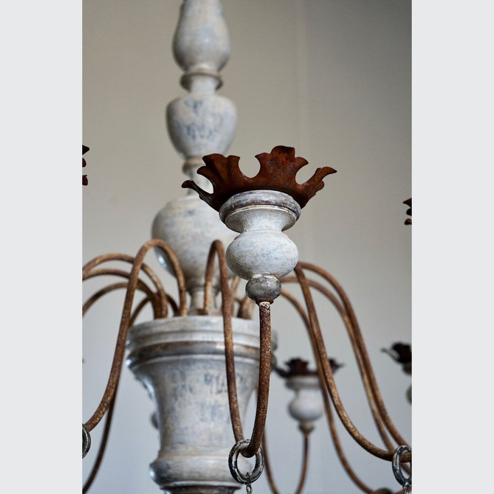 Italian Painted Wood & Iron Chandelier gallery detail image