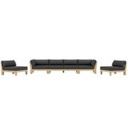 Newport Teak Outdoor Sofa with Armless Chairs - 6 Seat gallery detail image