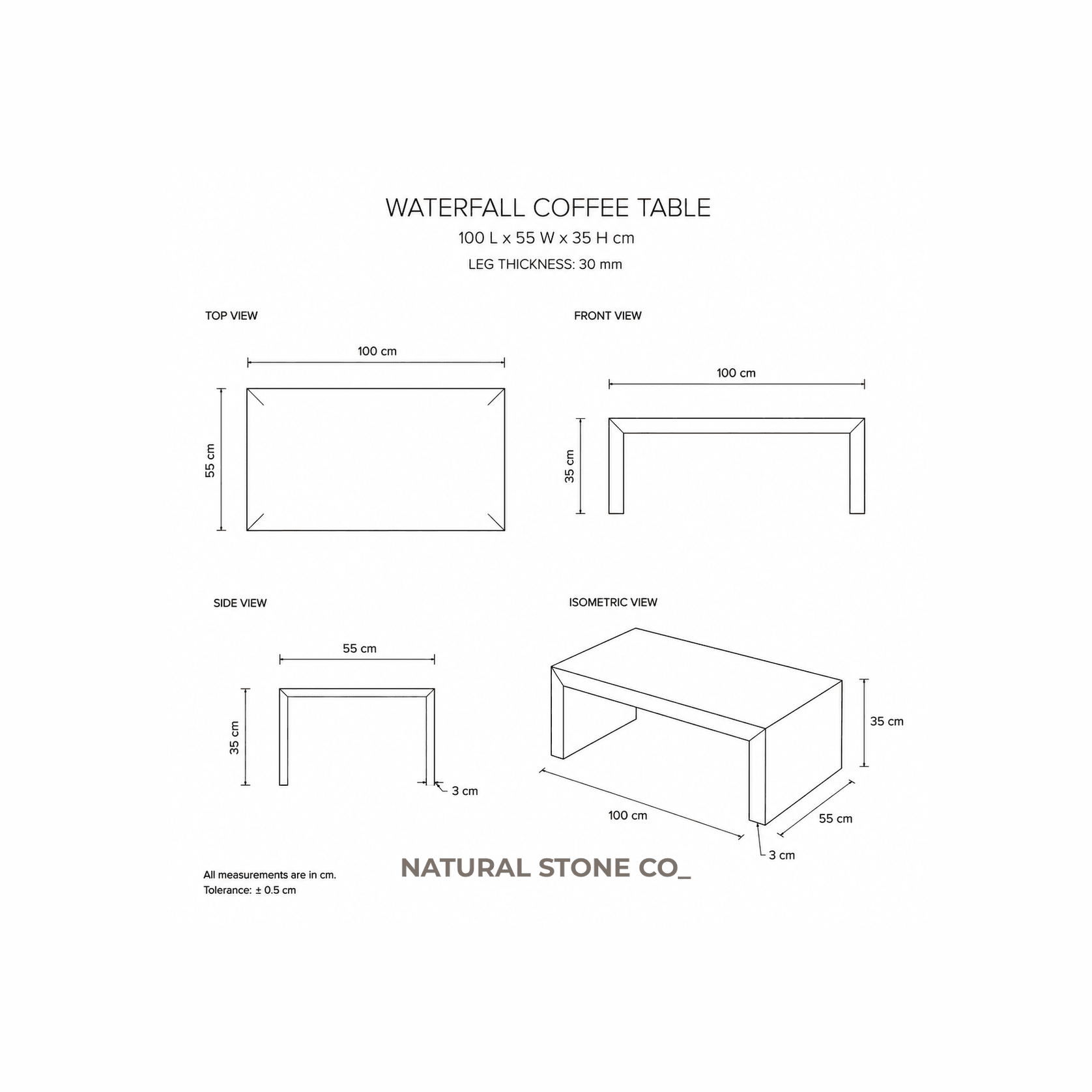 Waterfall Coffee Table - Rosso Levanto Marble gallery detail image