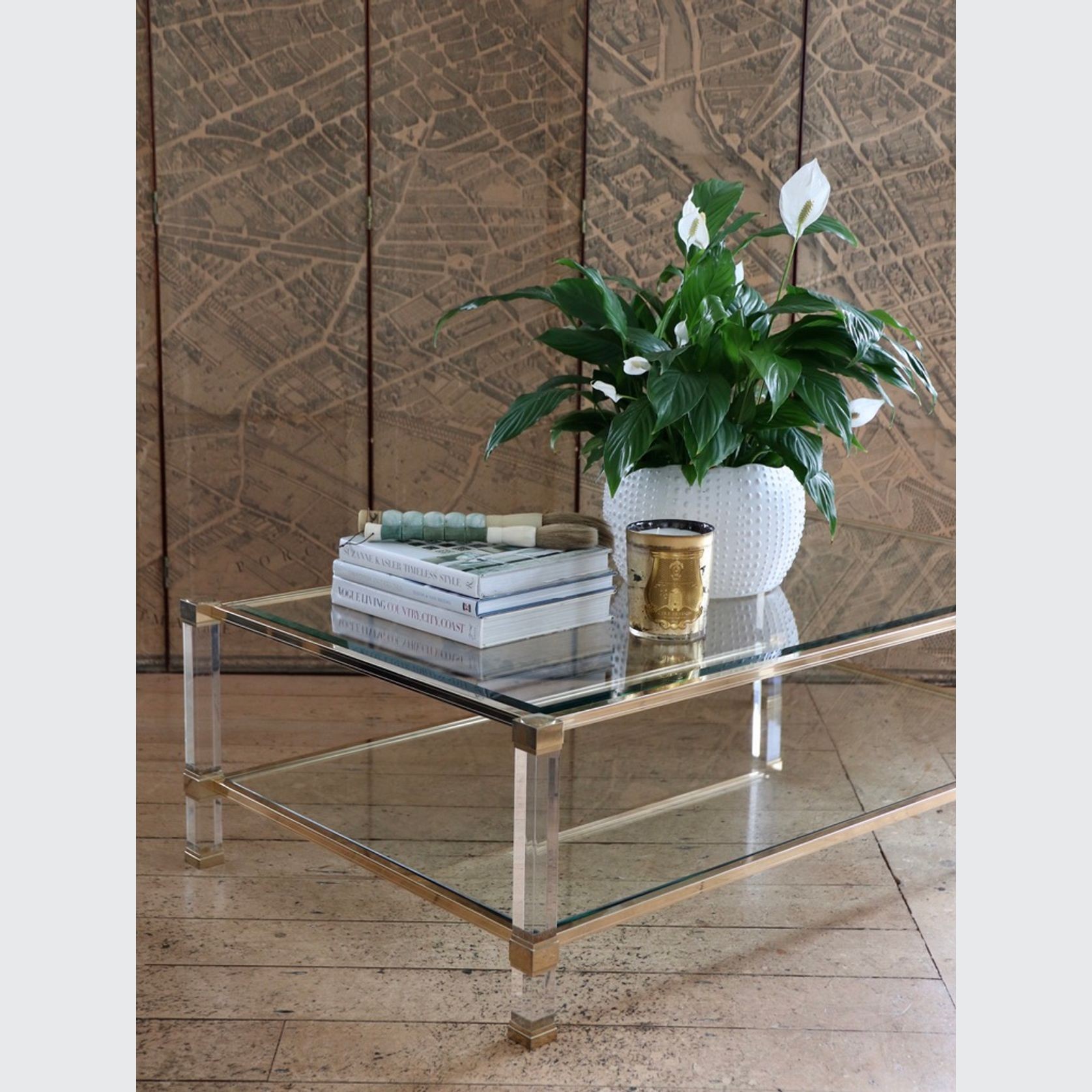 A Pierre Vandel Brass And Plexiglass Coffee Table gallery detail image