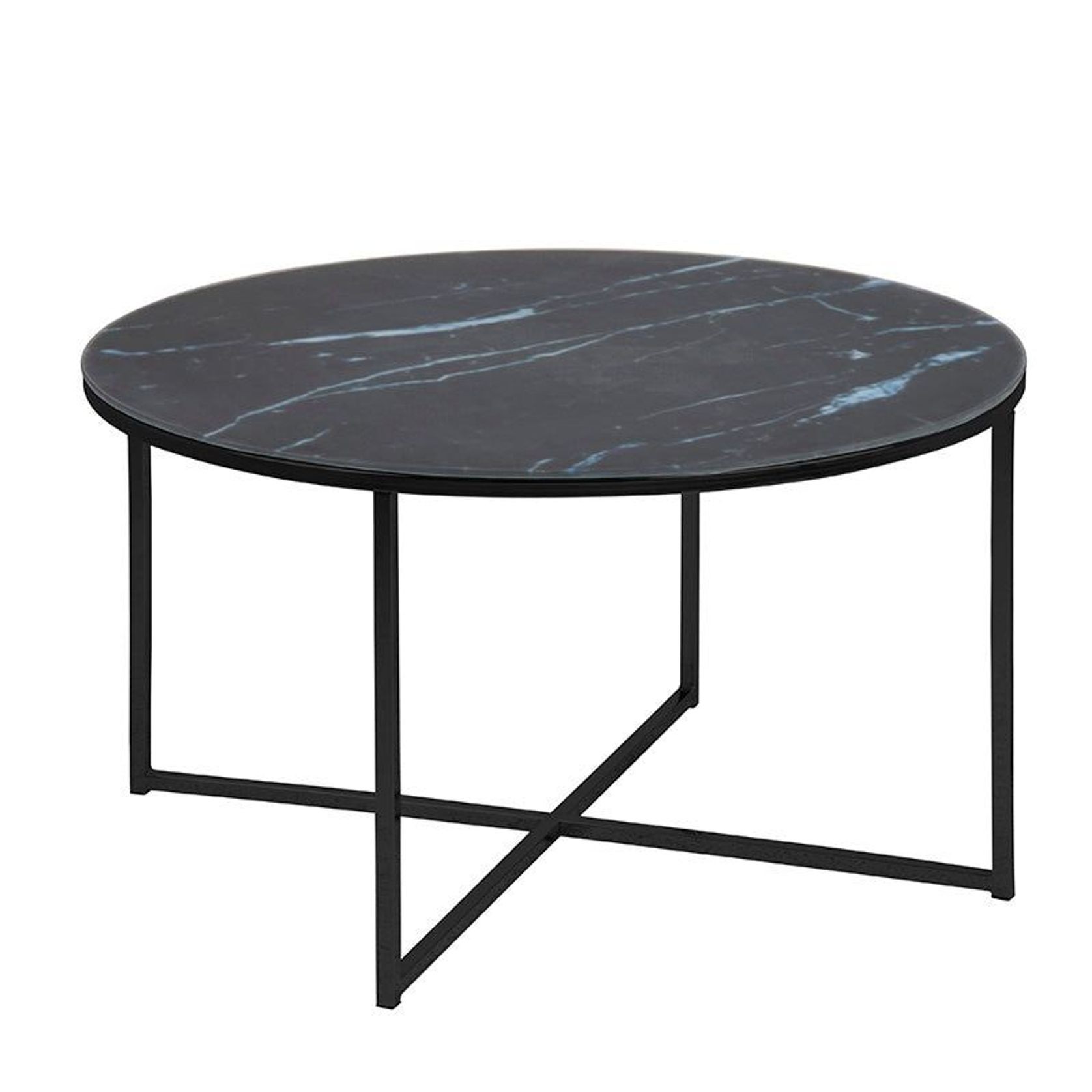 KOLINA Marble Glass Round Coffee Table 80cm - Black gallery detail image