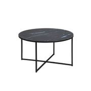 KOLINA Marble Glass Round Coffee Table 80cm - Black gallery detail image