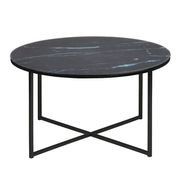 KOLINA Marble Glass Round Coffee Table 80cm - Black gallery detail image