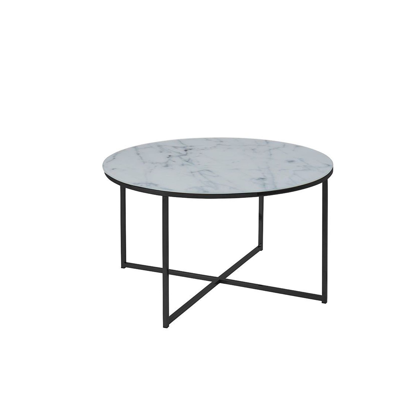 KOLINA Glass Marble Round Coffee Table 80cm - White gallery detail image