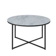 KOLINA Glass Marble Round Coffee Table 80cm - White gallery detail image