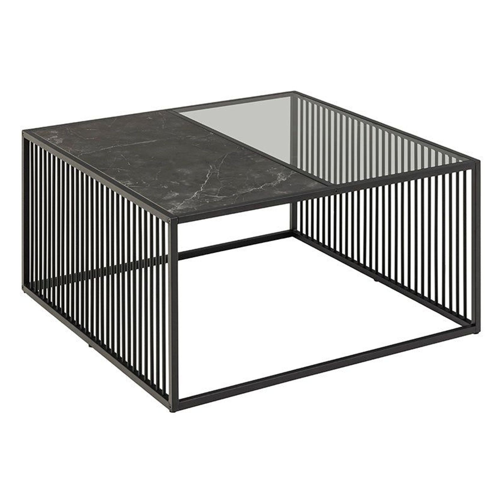 STRINGTON Square Coffee Table 80cm - Black Marble Effect gallery detail image