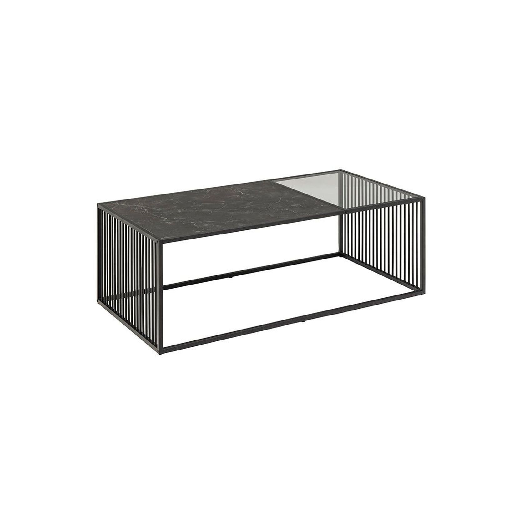 STRINGTON Rectangular Coffee Table 120cm - Black Marble Effect gallery detail image