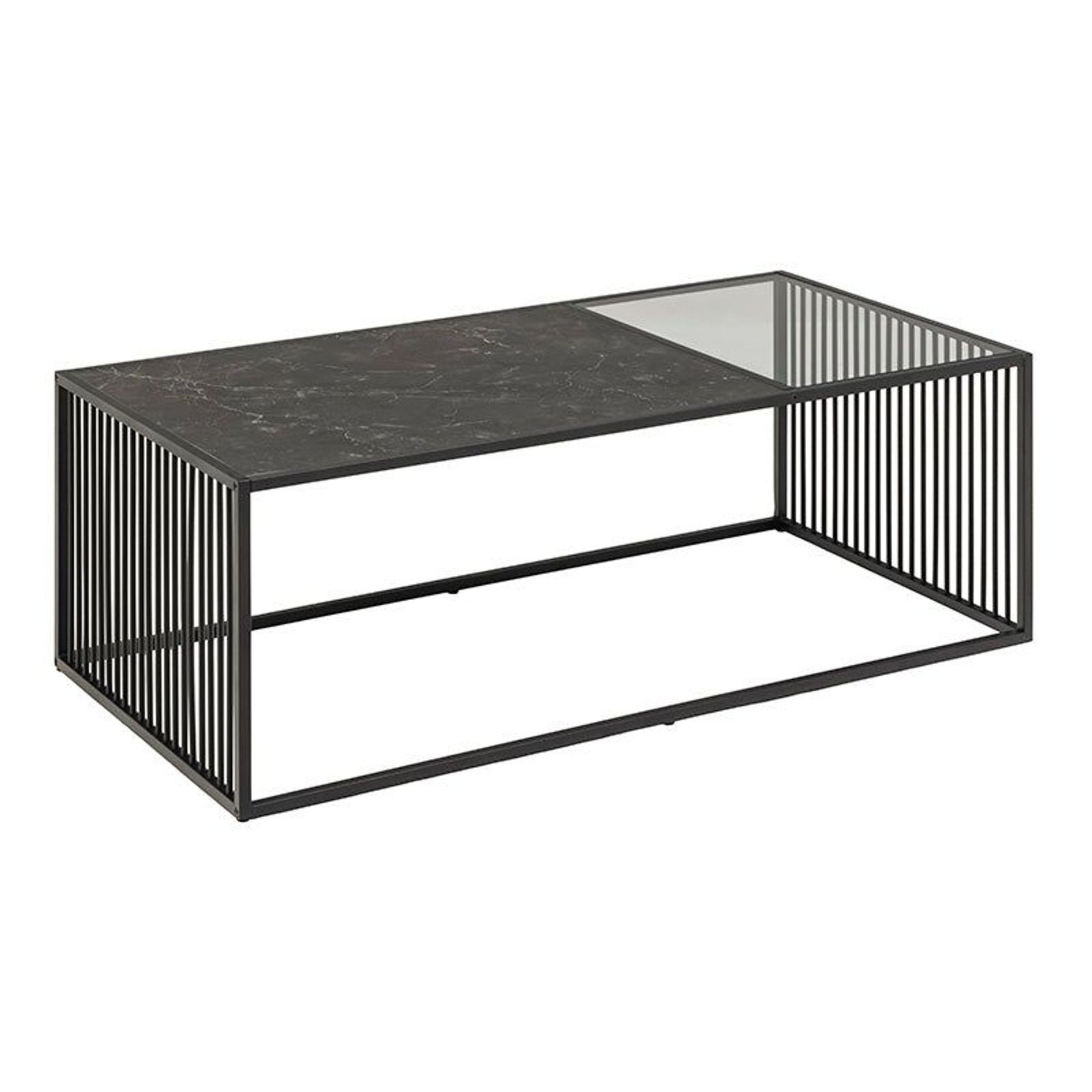 STRINGTON Rectangular Coffee Table 120cm - Black Marble Effect gallery detail image