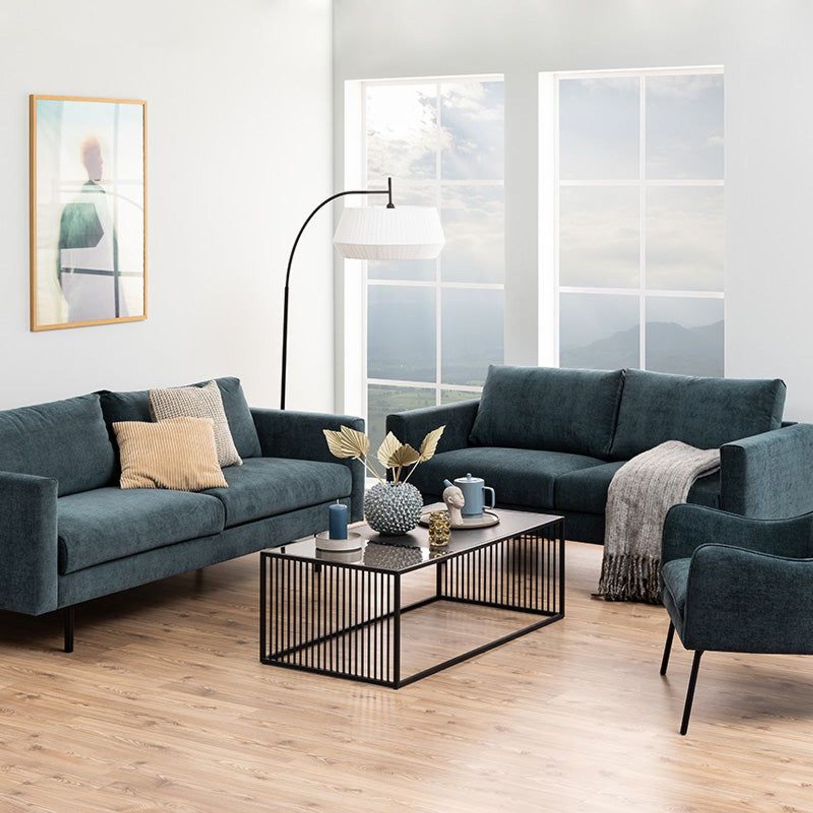 STRINGTON Rectangular Coffee Table 120cm - Black Marble Effect gallery detail image