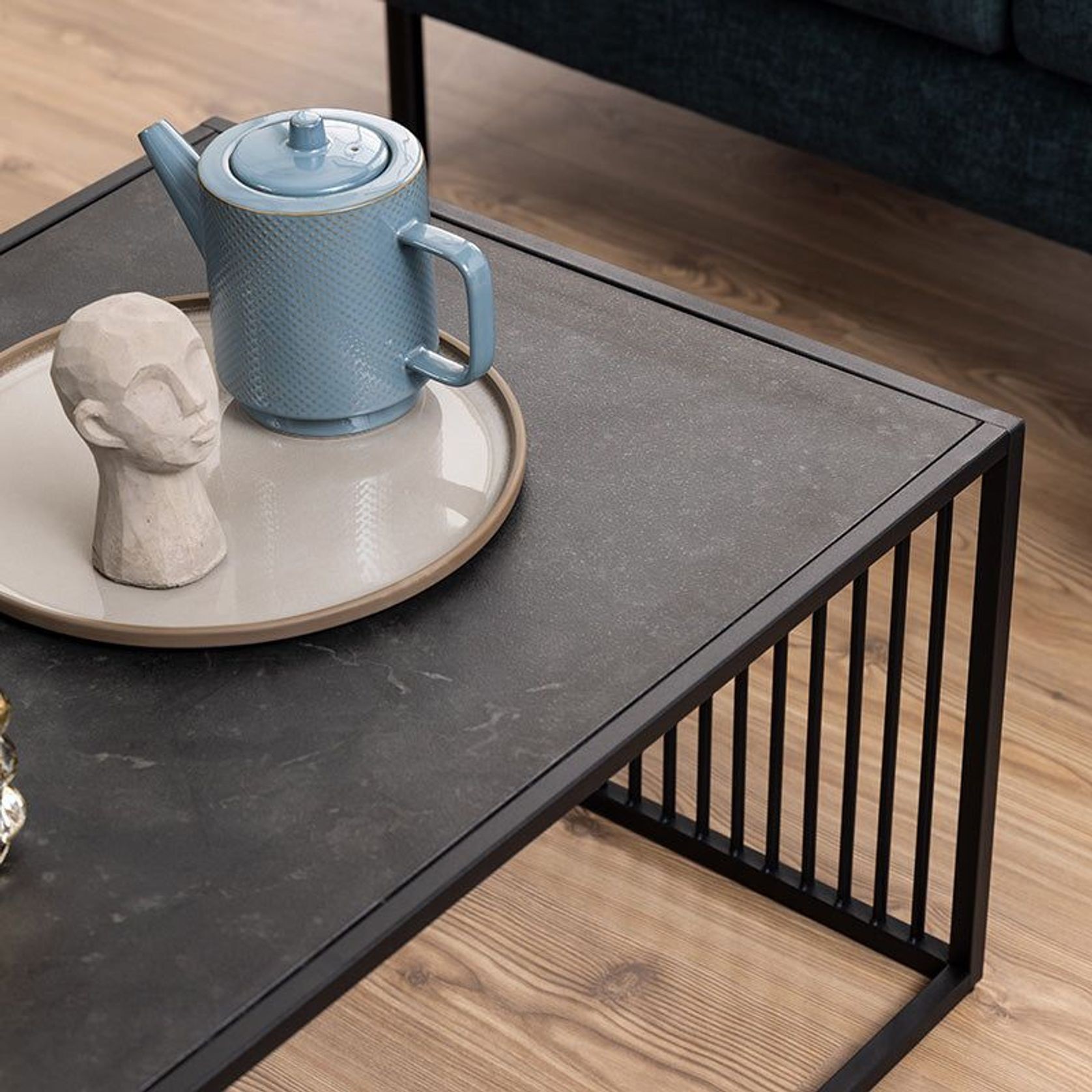 STRINGTON Rectangular Coffee Table 120cm - Black Marble Effect gallery detail image