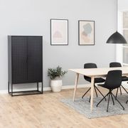 NEWTON Tall Sideboard Cabinet Unit 80cm - Black gallery detail image