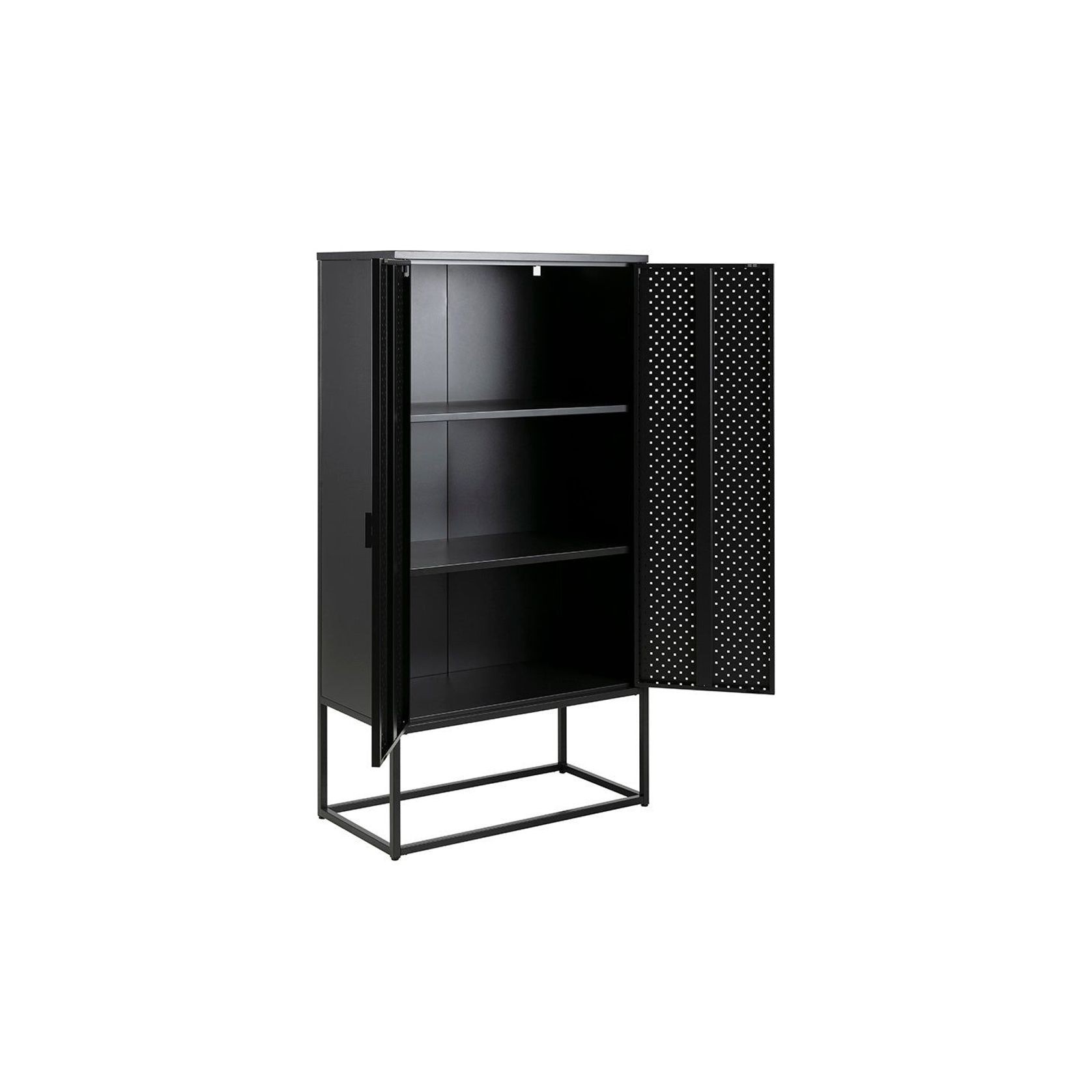 NEWTON Tall Sideboard Cabinet Unit 80cm - Black gallery detail image