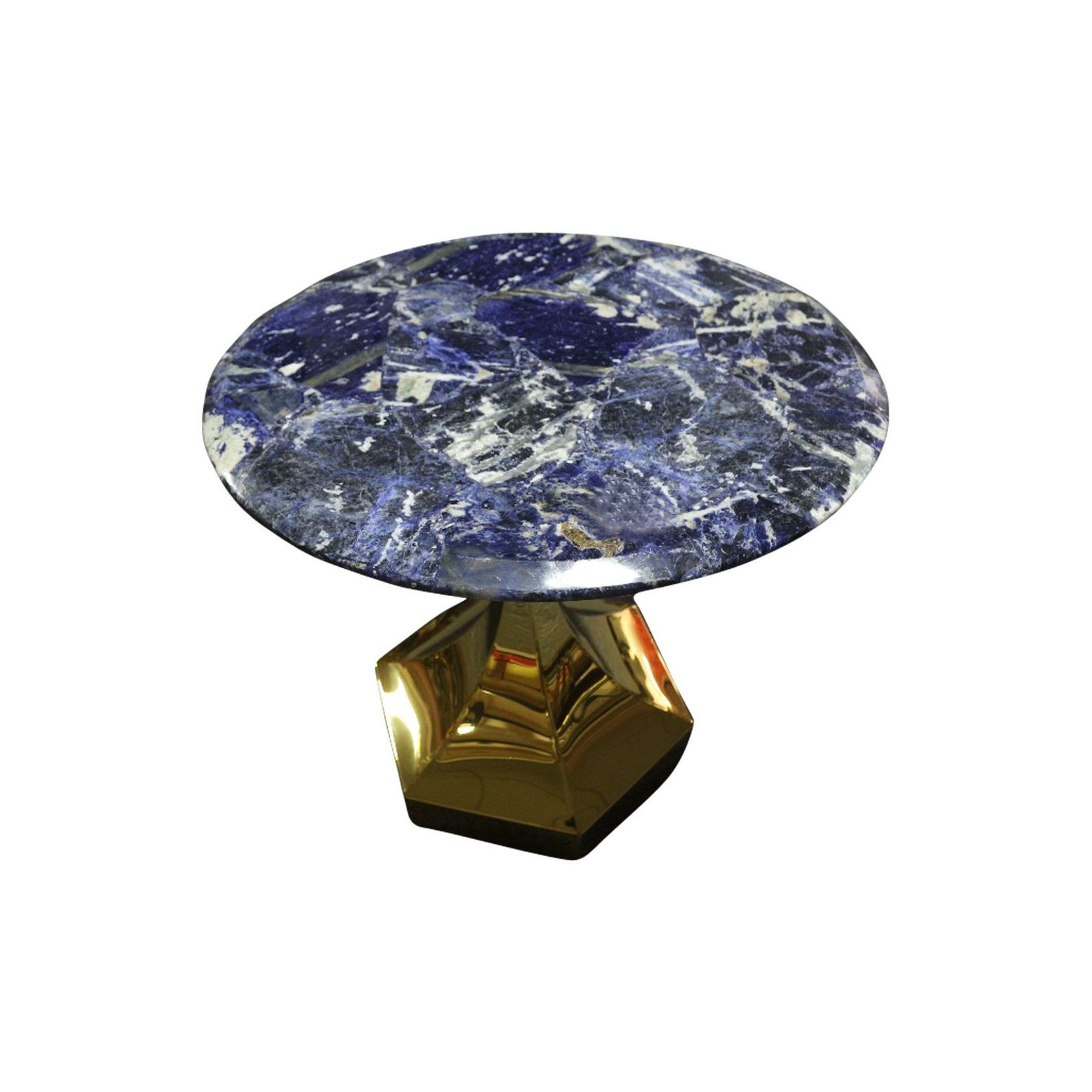 Dapper Solidate Blue Jasper Accent Table with Gold Metal Hexagon Base gallery detail image