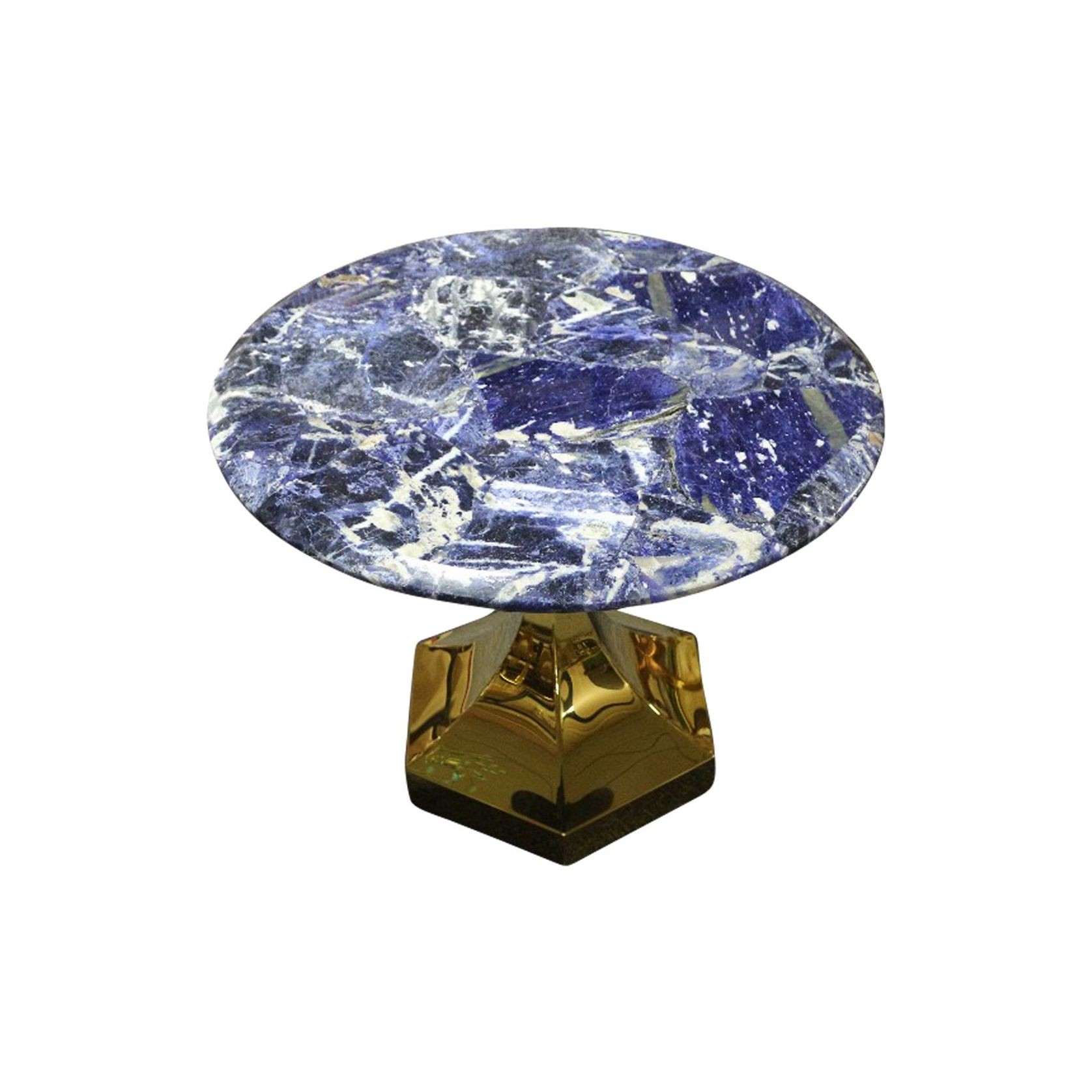 Dapper Solidate Blue Jasper Accent Table with Gold Metal Hexagon Base gallery detail image