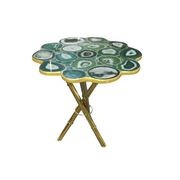 Strike Emerald Green Agate Stone End Table with Gold Metal Base gallery detail image