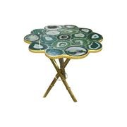 Strike Emerald Green Agate Stone End Table with Gold Metal Base gallery detail image