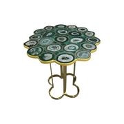 Clover Emerald Green Agate Stone End Table with Gold Metal Base gallery detail image