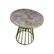Blush Roze Quartsz Side Table with Gold Metal Frame gallery detail image