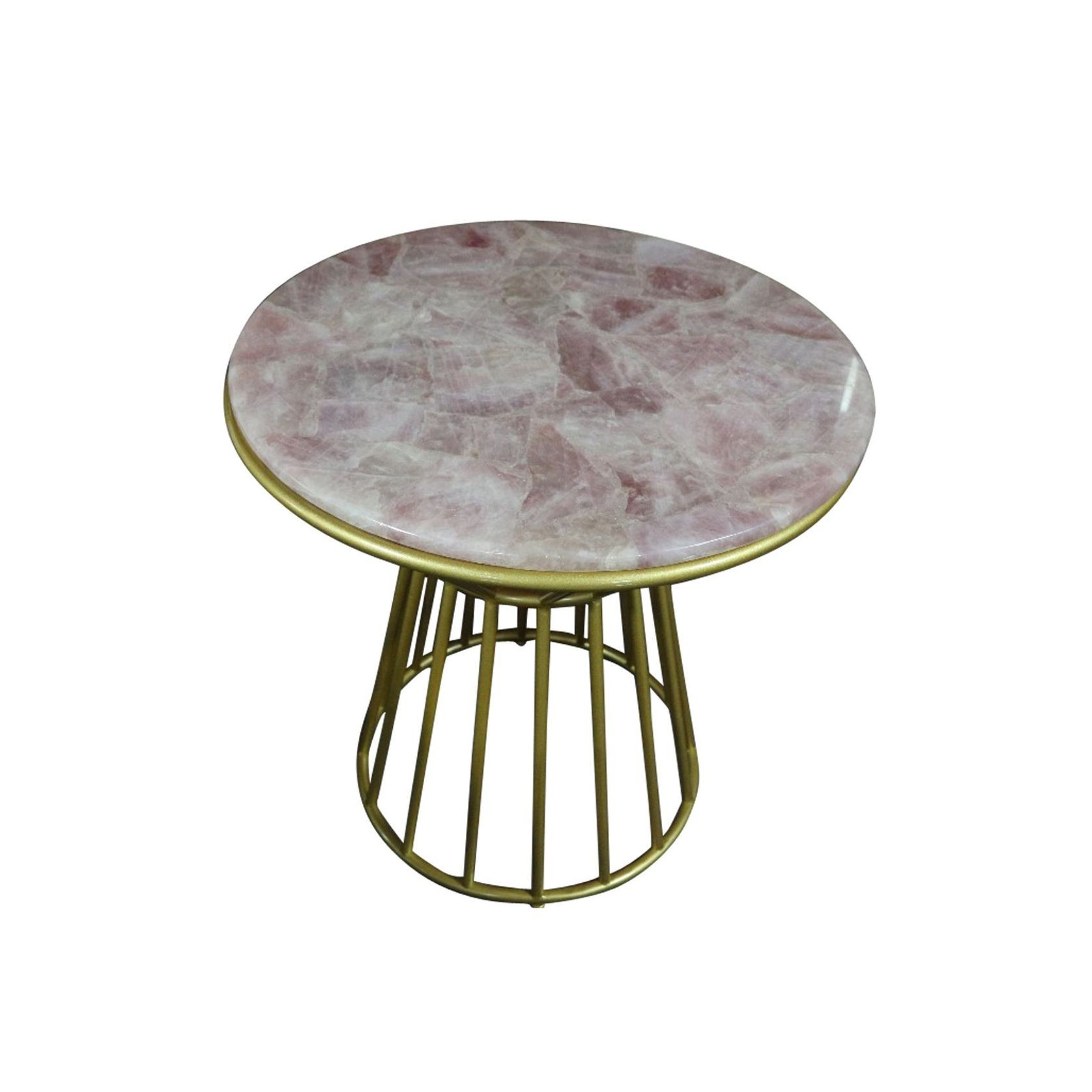 Blush Roze Quartsz Coffee Table with Gold Metal Frame gallery detail image