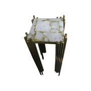 Infinity White Quartz and Gold Leaf Brushed Gold Table gallery detail image