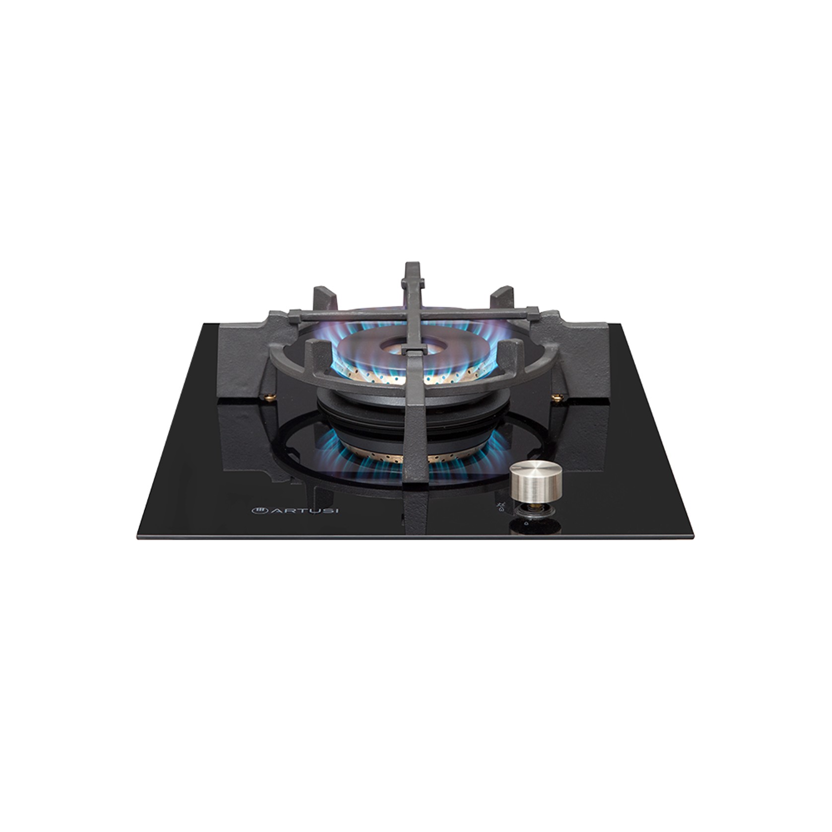 Artusi 38cm Single Wok Gas Burner Cooktop - Black Glass gallery detail image