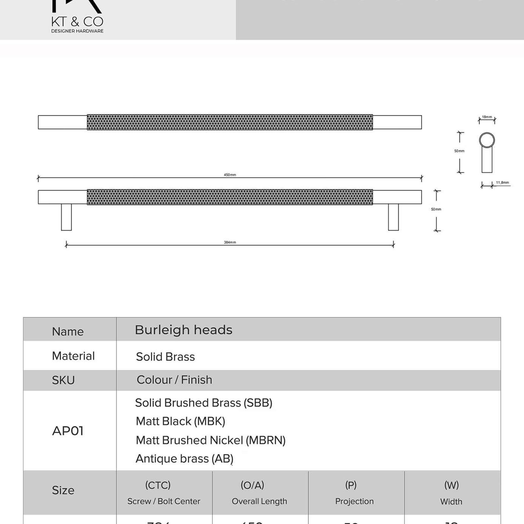 Burleigh Heads Solid Brass Appliance Pull Handles gallery detail image