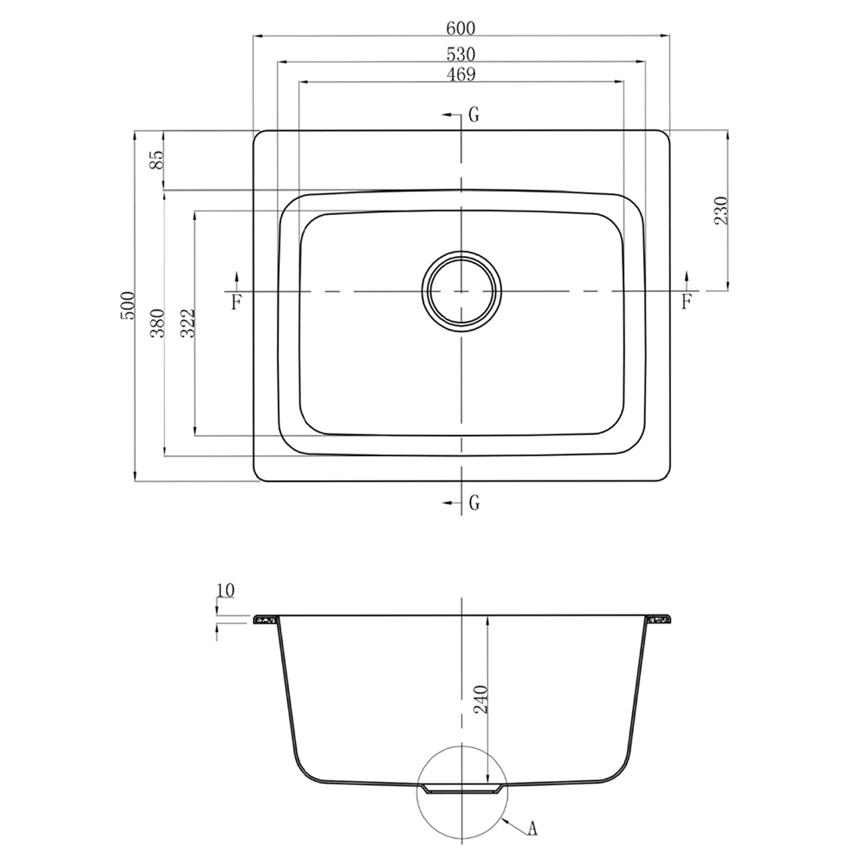 Arno 42L Laundry Utility Sink No Tap Hole ArchiPro AU